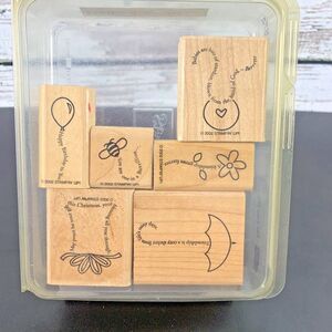 The Fine Print 6 Pc - Stampin' Up Wooden Stamp Set [2002]‎
